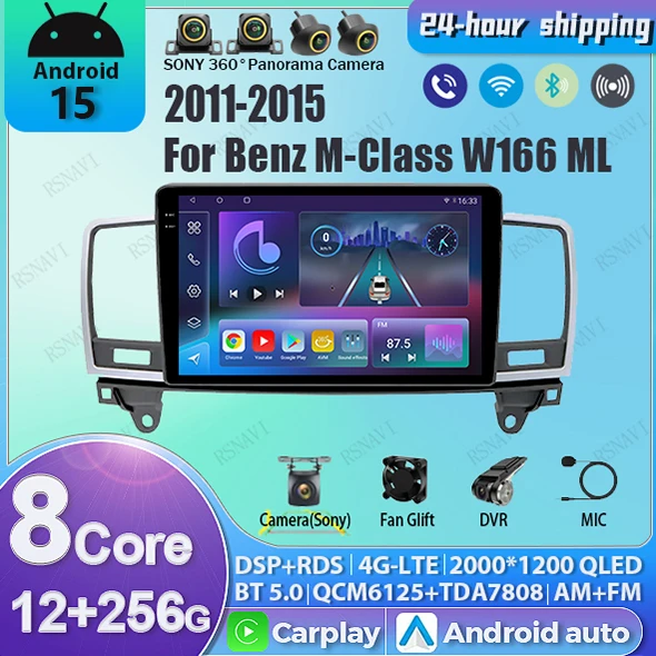 Radio Android Mercedes ML W166 pantalla 2K CarPlay WiFi 2011-2015