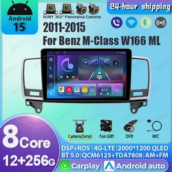 Radio Android Mercedes ML W166 pantalla 2K CarPlay WiFi 2011-2015