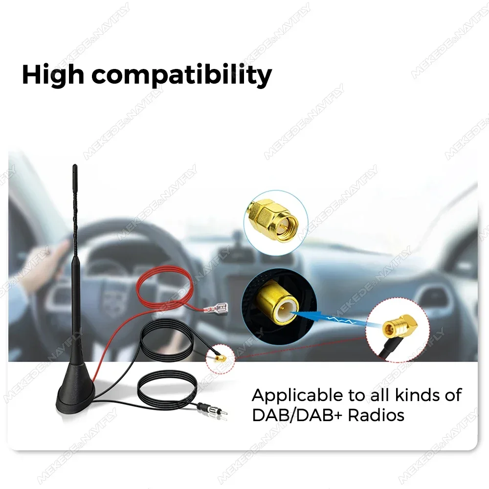 MEKEDE antena coche DAB+FM amplificada con SMA base techo - imagen 5