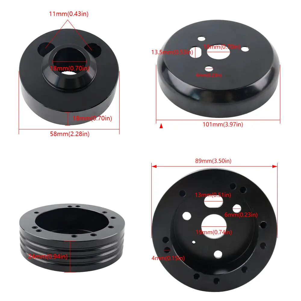 Adaptador volante aluminio 5/6 orificios Chevy Flaming River Ididit - imagen 2