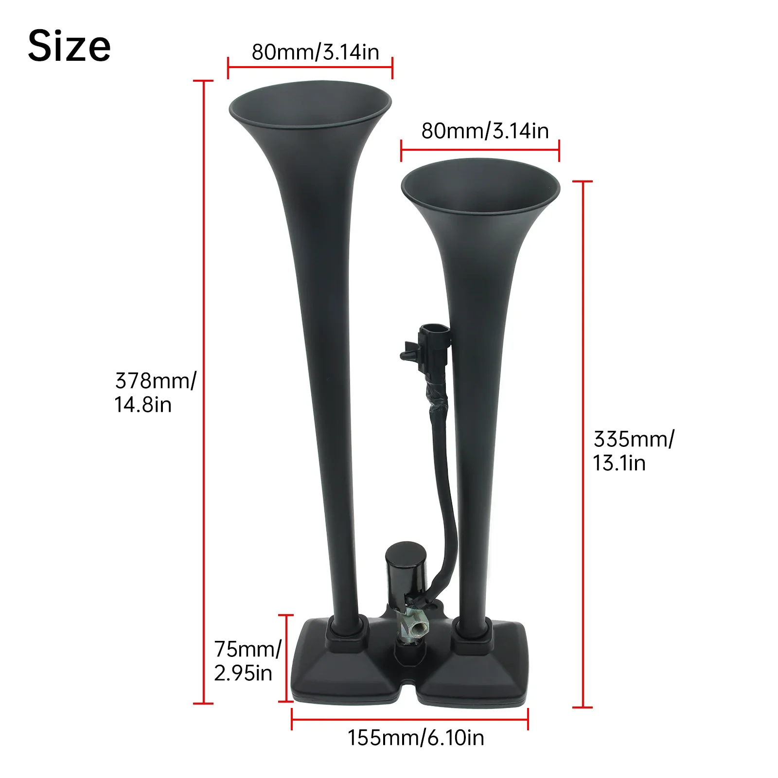 Bocina de aire de doble trompeta 24 V para coche y camión - imagen 4