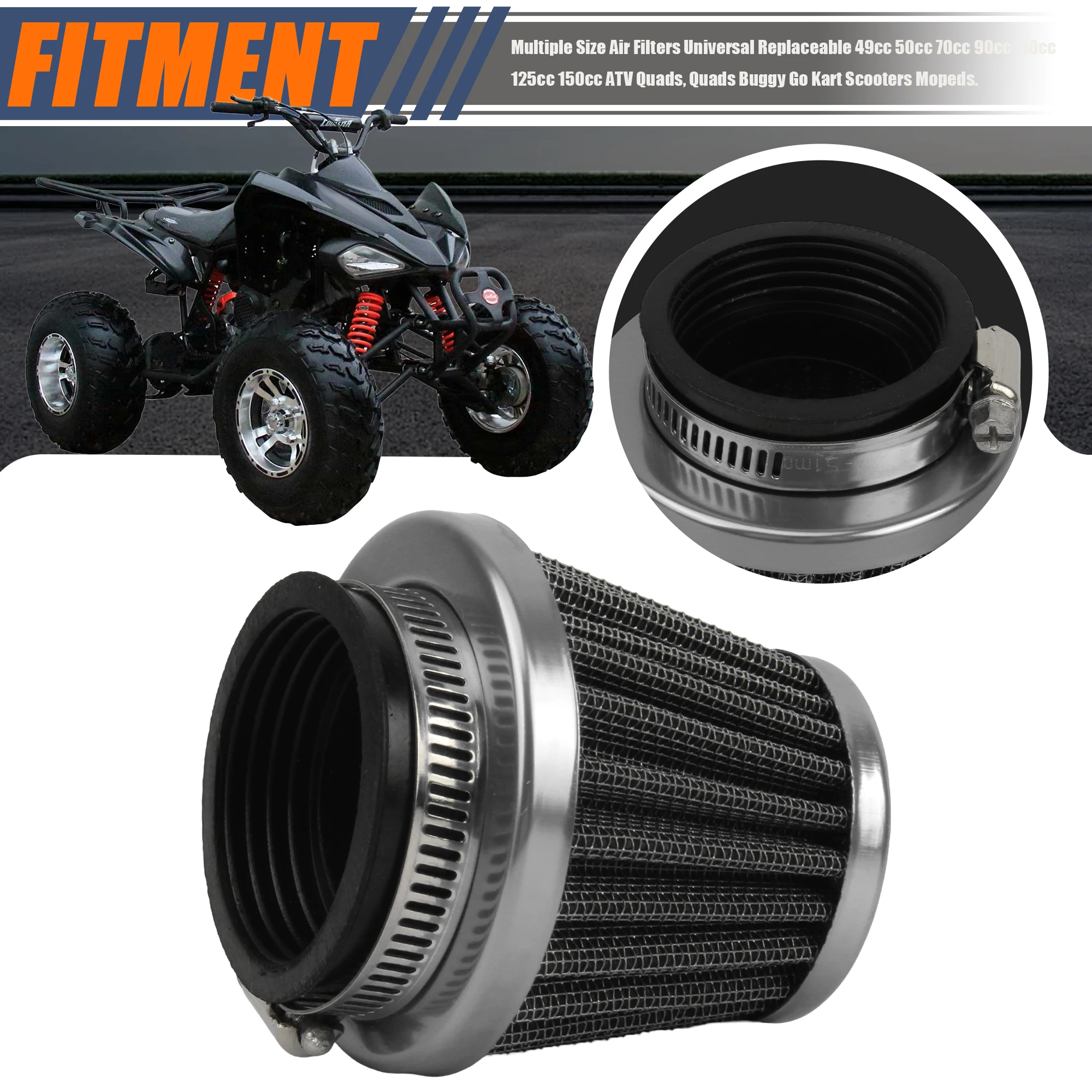Filtro de aire universal 44 mm para moto, quad y pit bike 50-125 cc