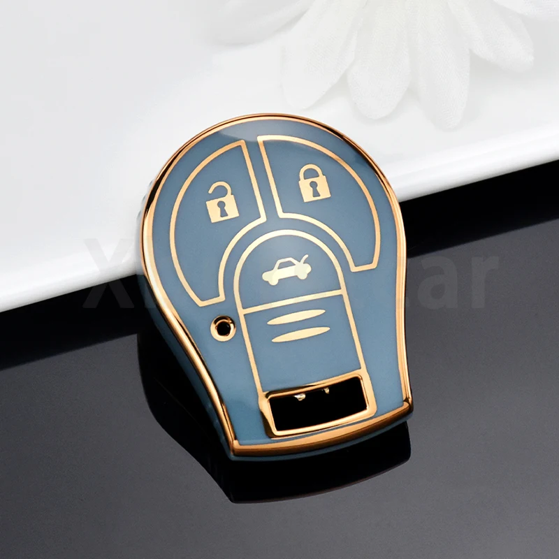 Carcasa de coche Fob para Nissan Sunny Tiida March Murano Teana Sylphy Livina Qashqai funda para llave de coche soporte Protector remoto con tapa - imagen 4