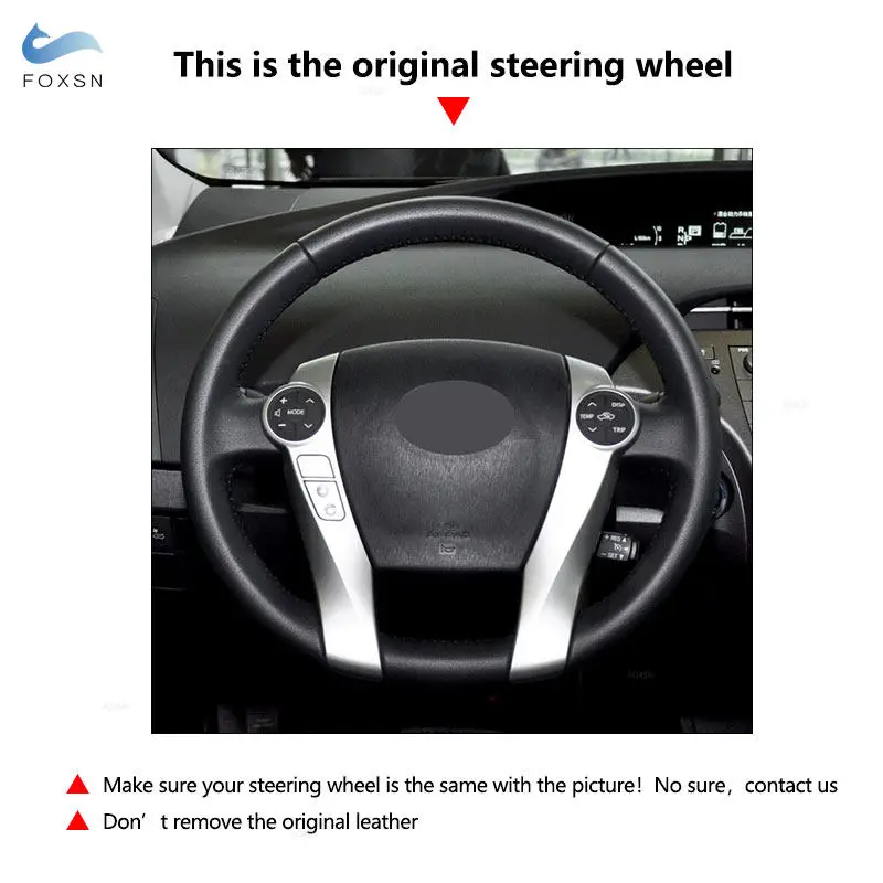 Protector de volante FOXSN de microfibra y cuero perforado para Toyota Prius