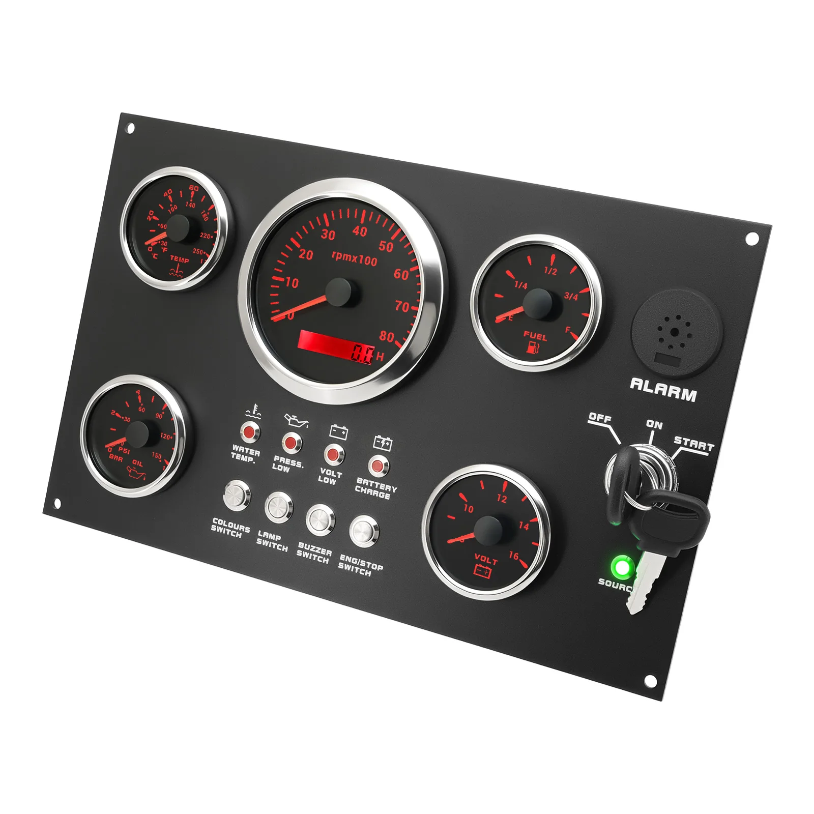 Panel de instrumentos náutico 5 en 1 con tacómetro y voltímetro - imagen 5