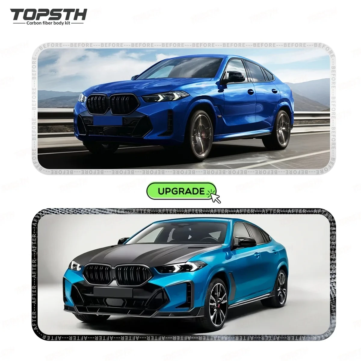 X6 G06 PK estilo fibra de carbono seca labio delantero falda lateral difusor trasero alerón trasero espejo retrovisor Kit de carrocería - imagen 2
