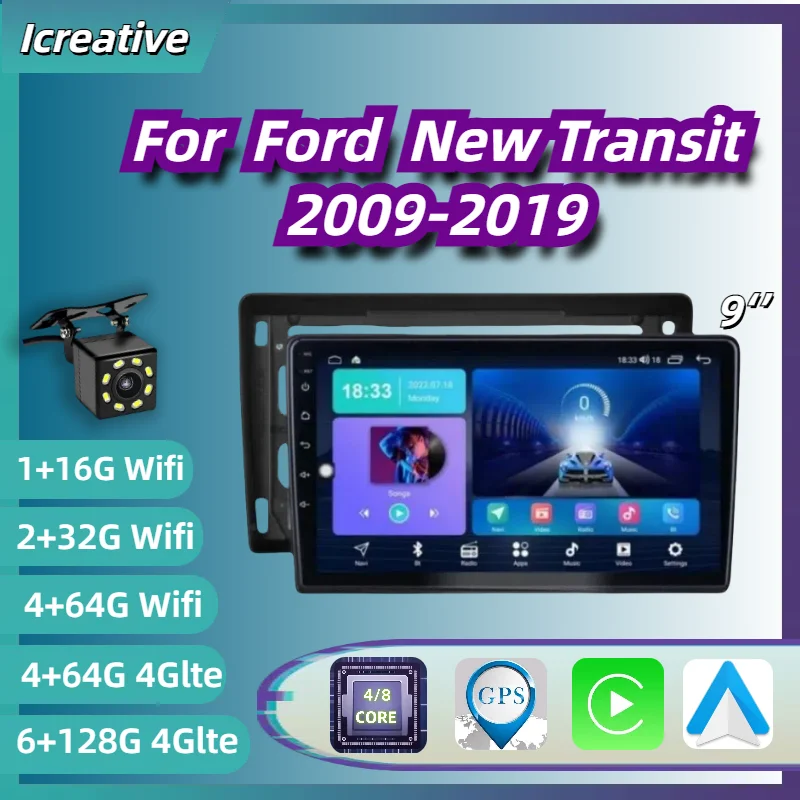Radio Android 9″ con CarPlay inalámbrico para Ford Transit 2009-2019
