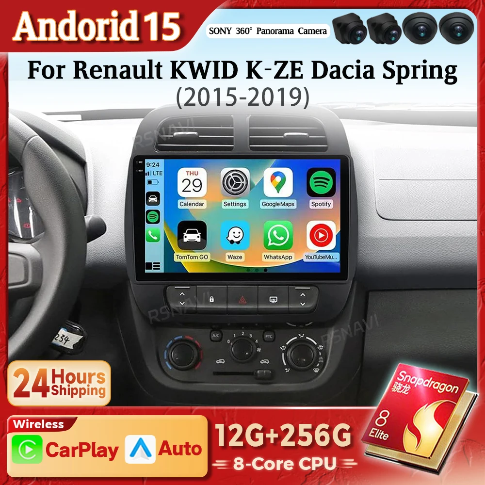 Radio 2DIN Android 15 con CarPlay y Android Auto para Renault Kwid