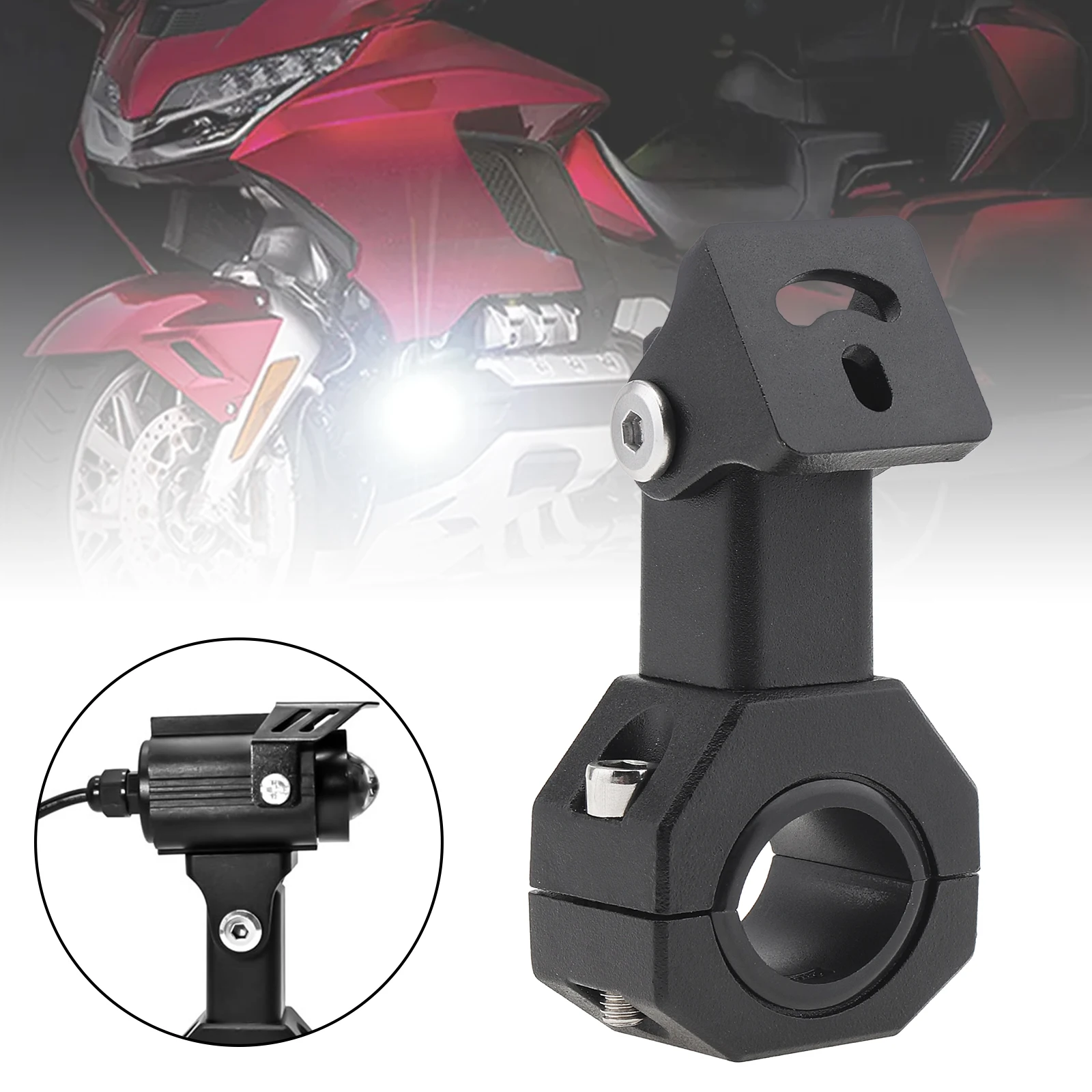 Soporte luces auxiliares moto aluminio barra toro 360° abrazadera - imagen 4