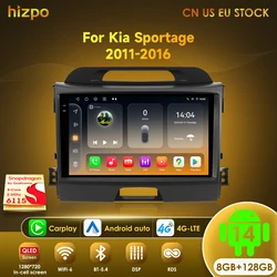 Radio Android 14 2DIN para Kia Sportage 3 (2010-2016) con navegación