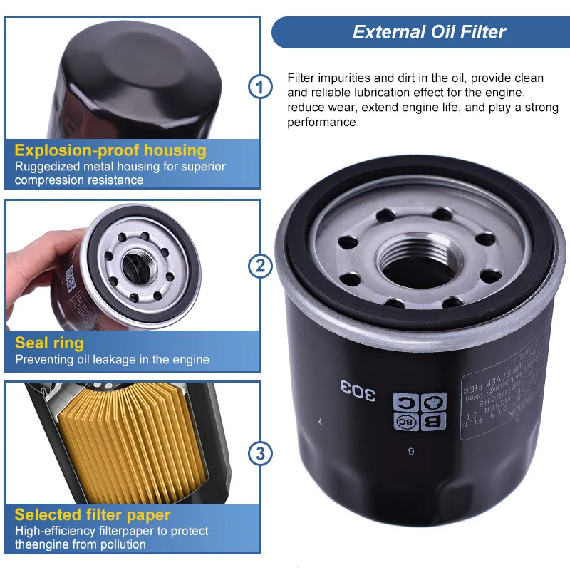 303 Recambios del Filtro de Aceite para Kawasiki VN800 VN900 VN1500 VN1600 VN1700 VN2000 - imagen 5