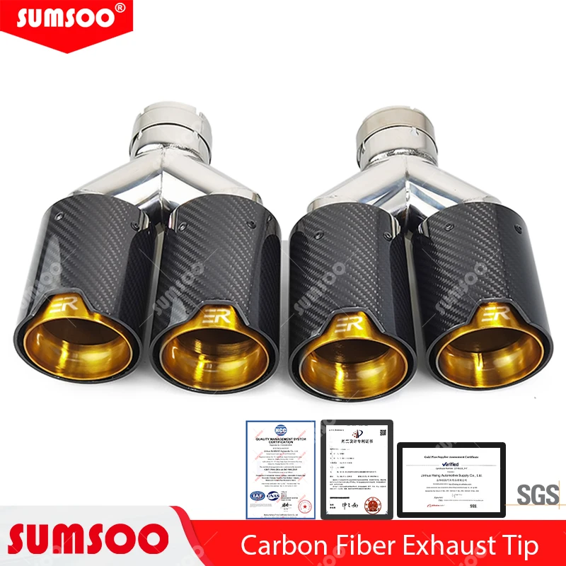 Puntas de escape dobles Sumsoo de acero inoxidable y carbono para BMW