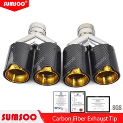 Puntas de escape dobles Sumsoo de acero inoxidable y carbono para BMW