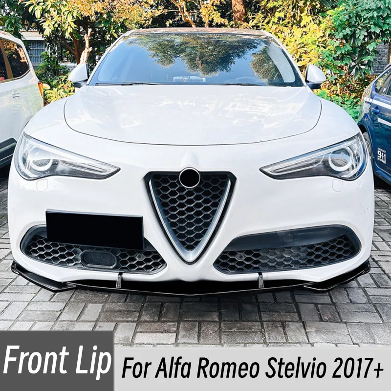 Splitter delantero fibra carbono negro brillo Alfa Stelvio 2017+