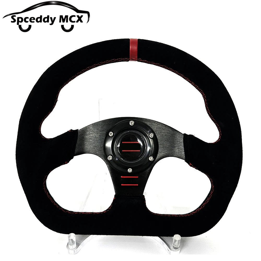 Volante de carreras en forma de D, cuero de ante, 13 pulgadas 320 mm - imagen 2