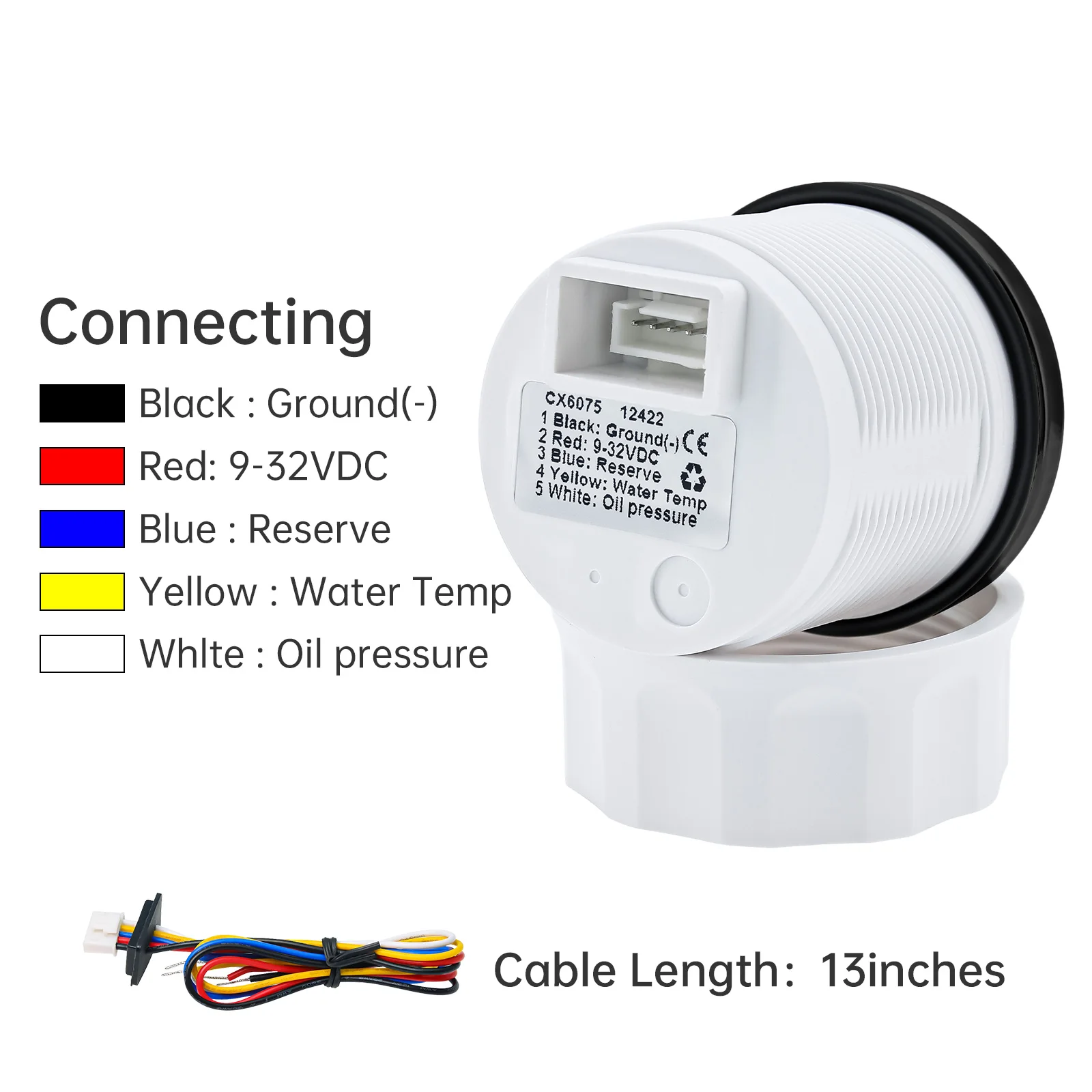 Medidor de temperatura del agua para coche y barco 3 en 1, medidor de presión de aceite + voltímetro, retroiluminación roja con sensor de temperatura del agua y presión de aceite - imagen 4