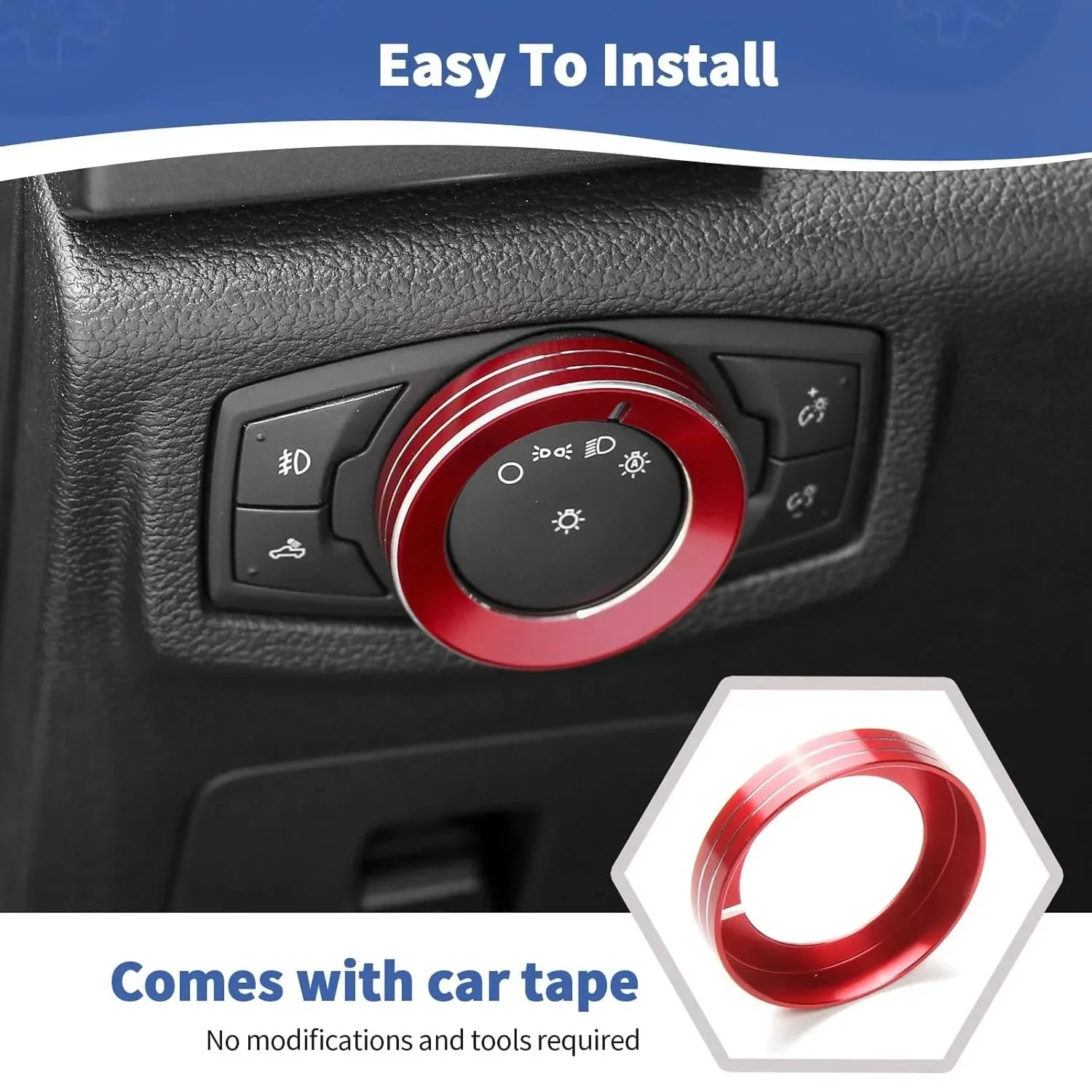 Embellecedor rojo interruptor de luces – Ford F-150 Mustang 2015-2020 - imagen 5