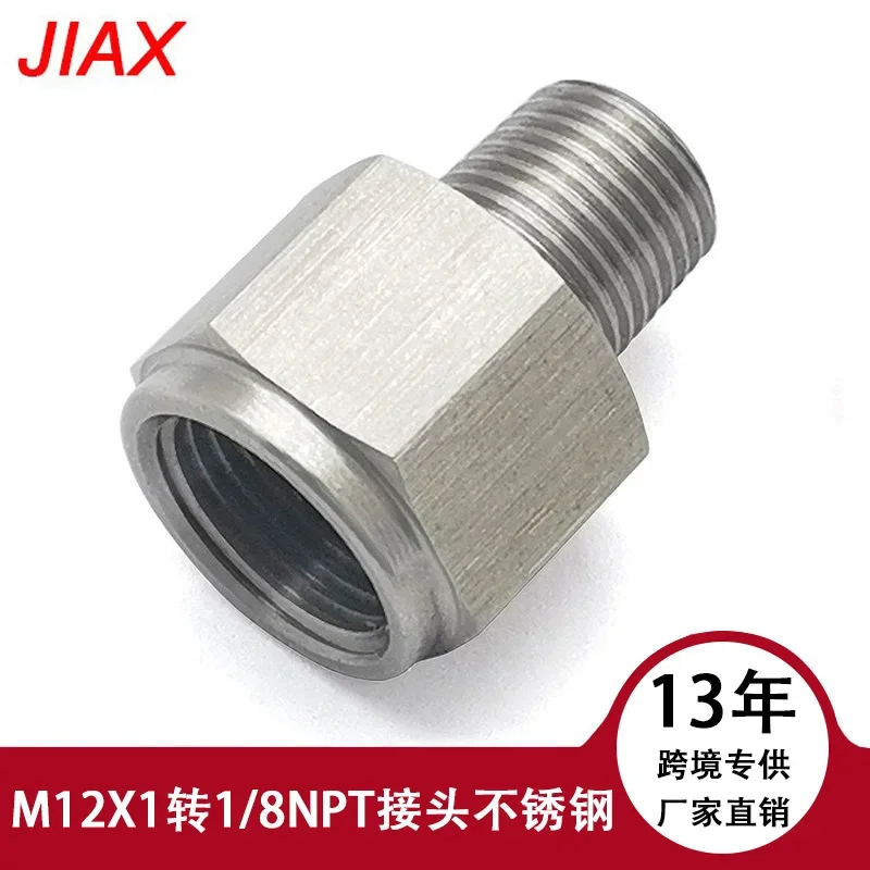 Adaptador manómetro de aceite acero inox 1/8NPT macho a M12x1.0 - imagen 3