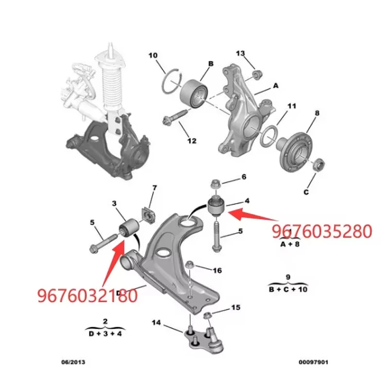Casquillo de brazo para Peugeot y Citroën