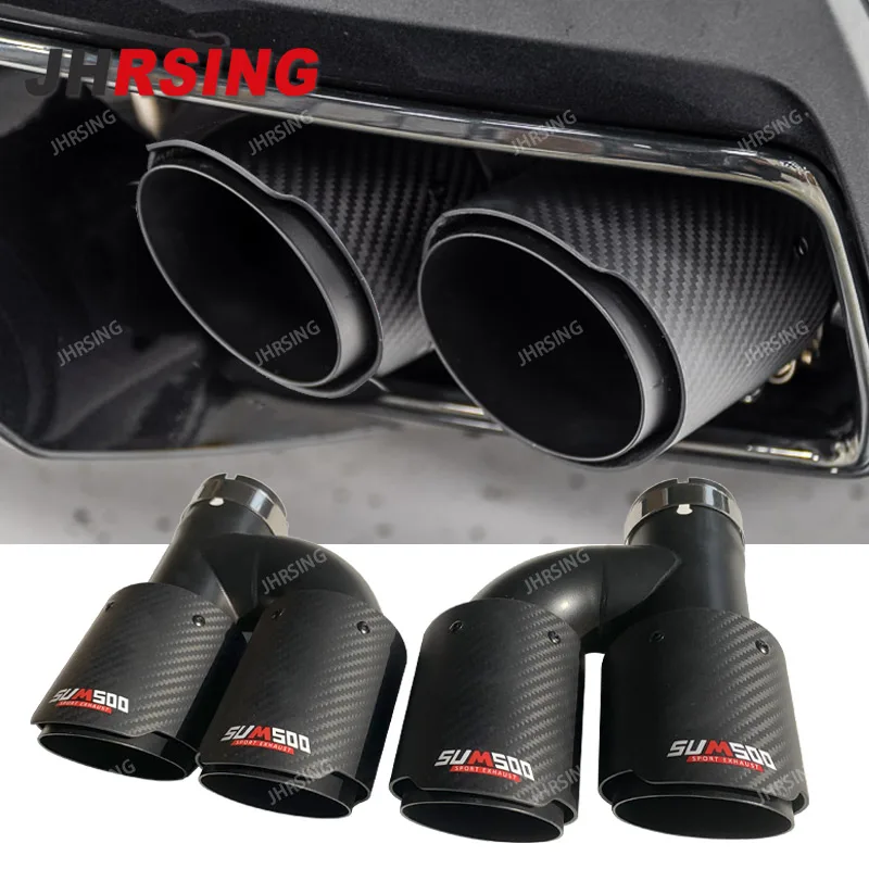 Silenciador escape deportivo carbono H doble salida universal negro mate