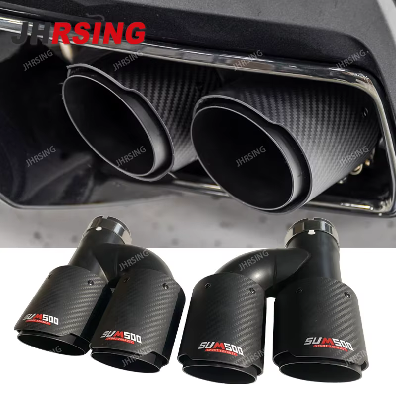 Silenciador escape deportivo carbono H doble salida universal negro mate