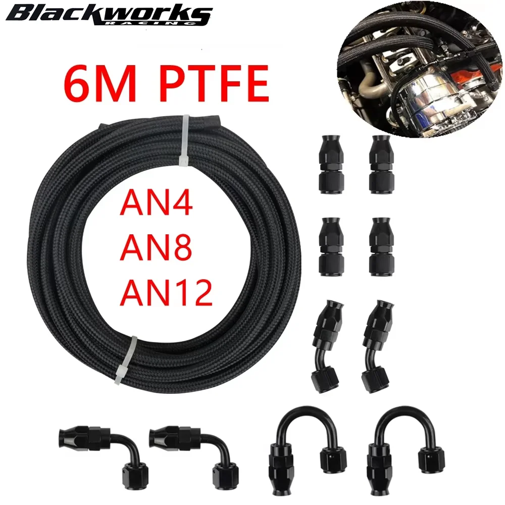 Manguera combustible PTFE trenzada con racores AN ajustables 6m