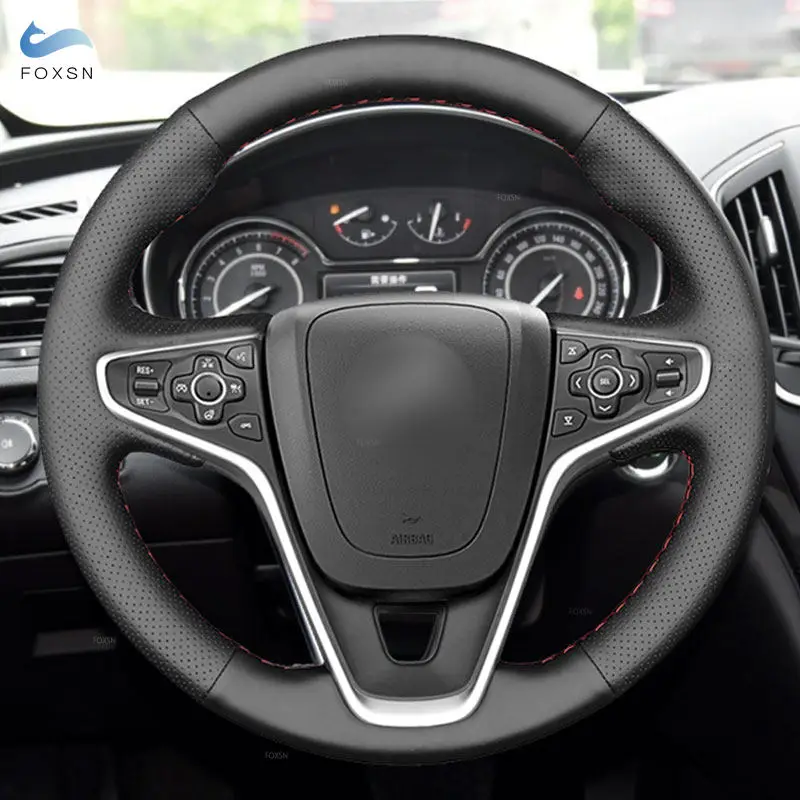 Funda de volante de cuero trenzado negro – Opel Insignia 2013-2017