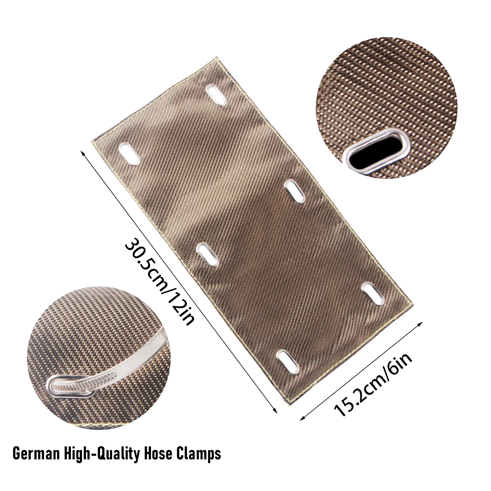 Diseño de protección de tubo de fibra de basalto de color titanio Escudo térmico de escape de 6" x 12" - imagen 5