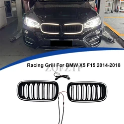 Parrilla delantera LED negra brillante para BMW X5 F15 2014-2018