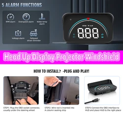 M8 HUD pantalla heads-up con alarmas RPM velocidad y temperatura