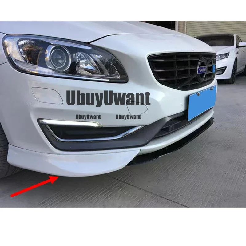 Para Volvo V60 S60 alta calidad ABS negro y ABS fibra de carbono parachoques labio delantero divisor difusor alerón 2014-2018