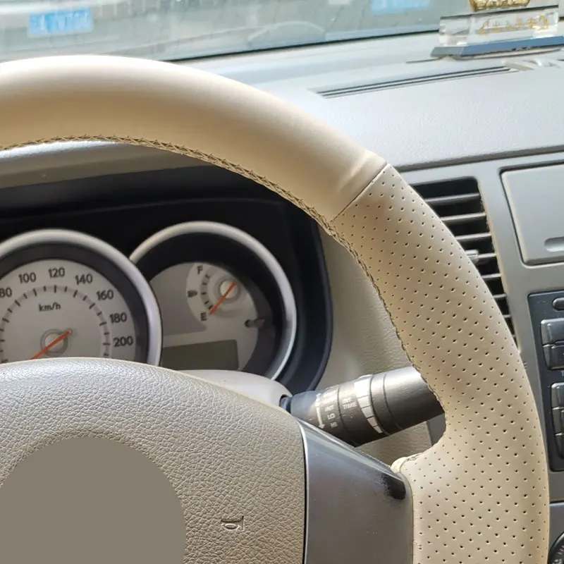Cubierta de volante cuero perforado Beige – Hyundai Tucson 2006-2014 - imagen 5