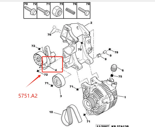 5751.A2 5751.C8 Adecuado para rueda tensora Peugeot 206 Citroen Picassoengine - imagen 5