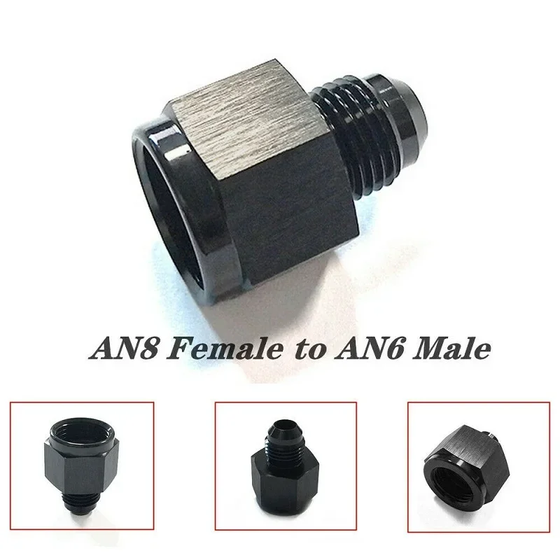 Adaptador AN aluminio negro Jiax macho-hembra AN4-AN10 - imagen 2