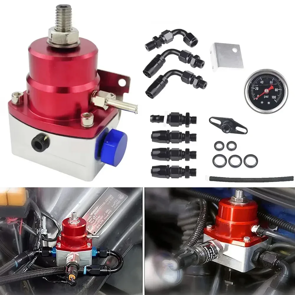 Regulador de presión combustible EFI universal 100psi con manómetro AN6 - imagen 2