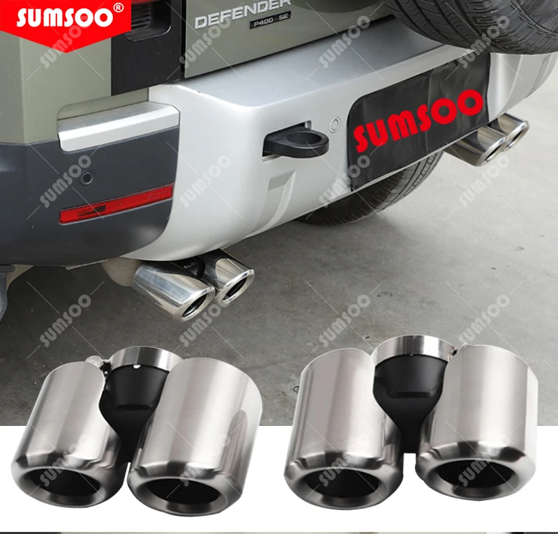 Punta de escape doble negra para Land Rover Defender