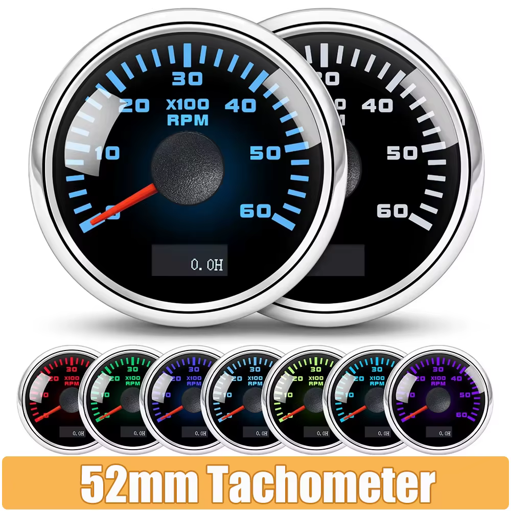 Tacómetro digital 52mm retroiluminación RGB - universal 12V/24V