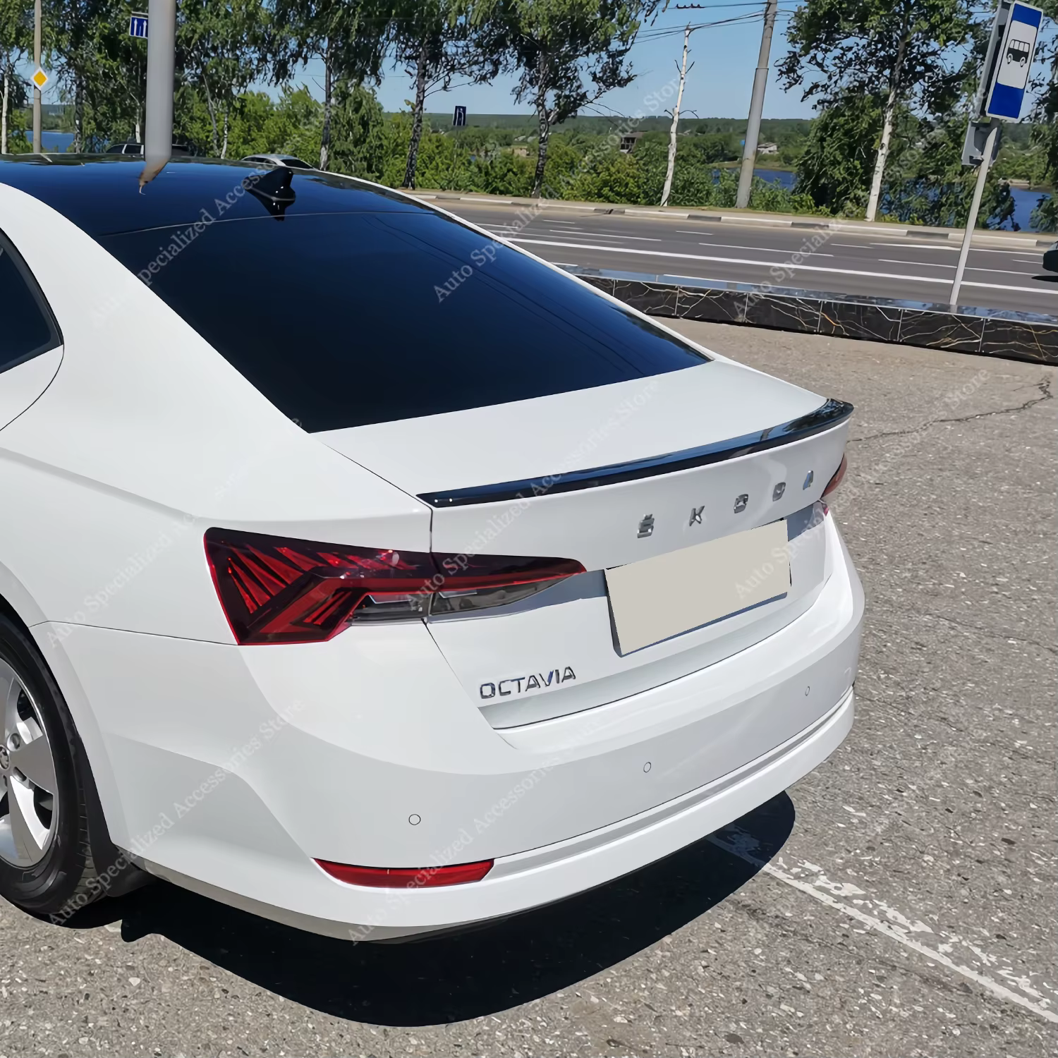 Alerón trasero estilo P negro brillante para Skoda Octavia Mk4 - imagen 2
