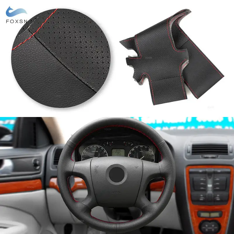 Funda de volante de cuero perforado para Skoda Octavia y Fabia