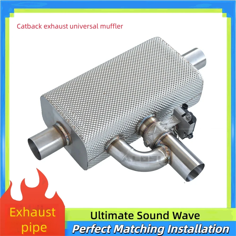 Silenciador universal de escape Catback, instalación de automóviles de carreras de alto rendimiento, cubierta de aislamiento térmico de diámetro de válvula personalizada