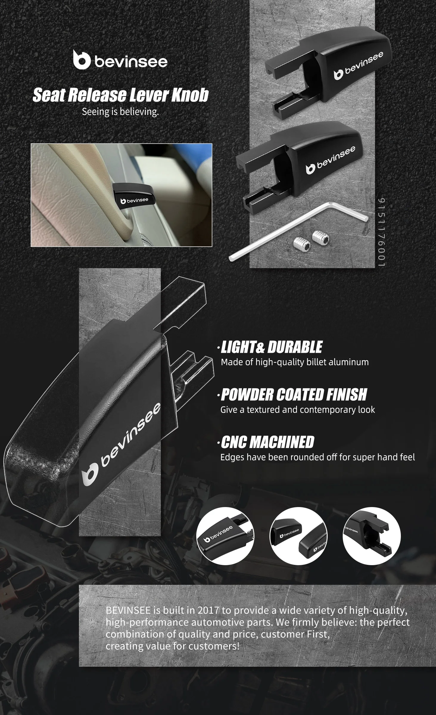 Perillas de liberación del asiento BEVINSEE para Ford Mustang