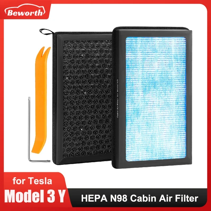 Filtro de habitáculo HEPA y carbón activo para Tesla Model 3 y Model Y
