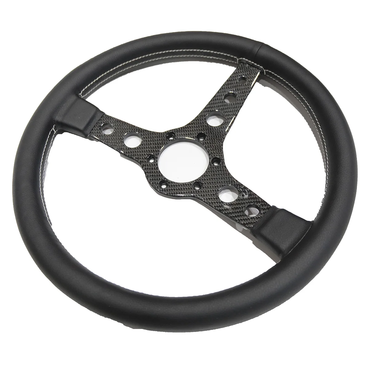 Volante deportivo cuero 340 mm cóncavo con soporte fibra carbono - imagen 4