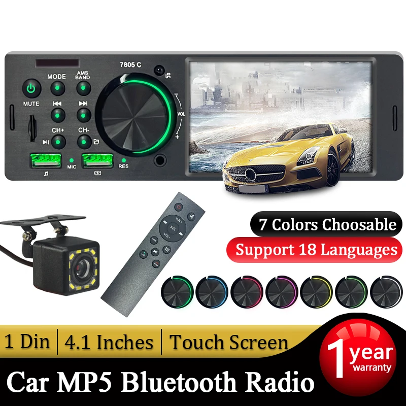 Autoradio 1 DIN Hippcron táctil Bluetooth MP3 mando a distancia