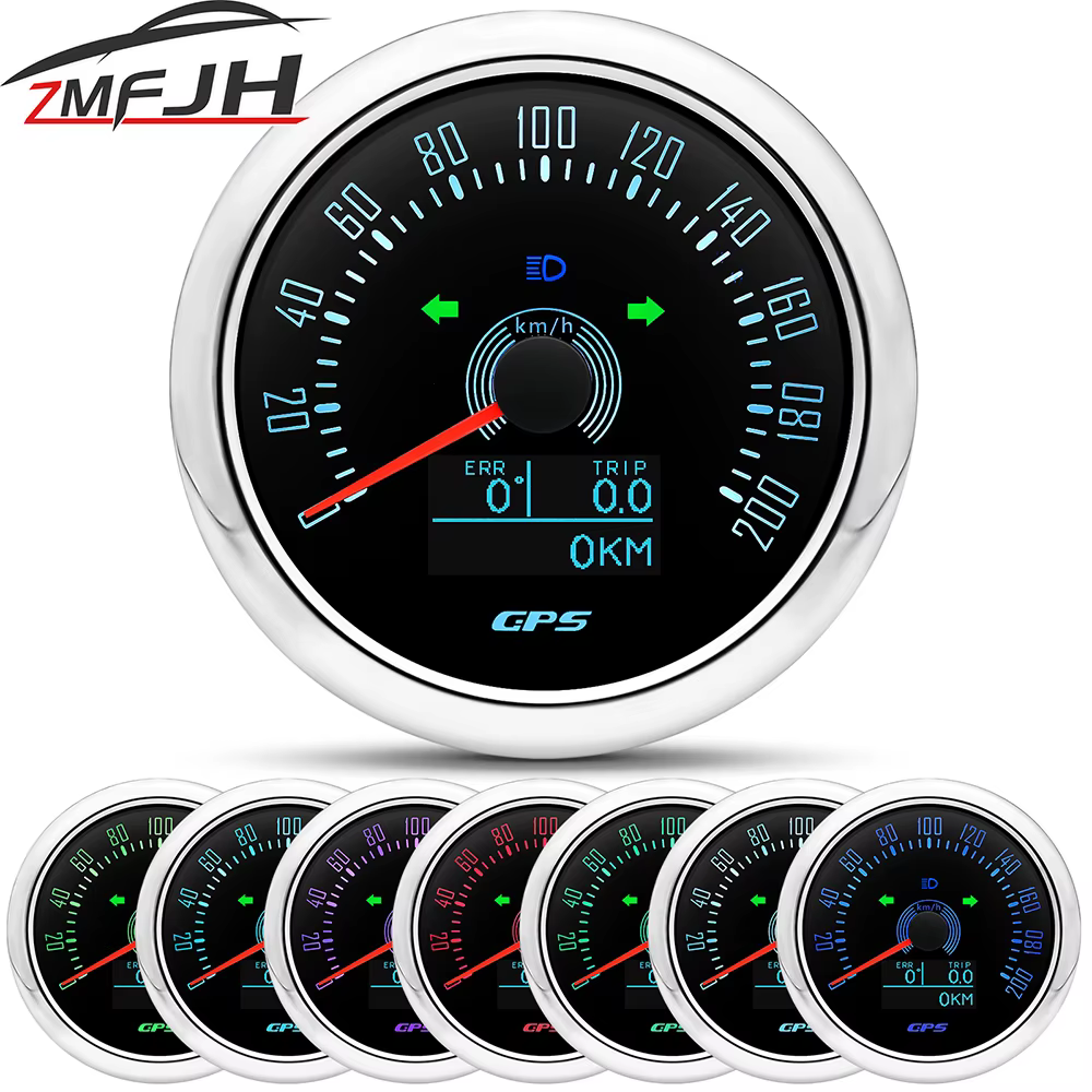 Velocímetro digital GPS 85 mm 0-160 mph con antena y retroiluminación LED para coche