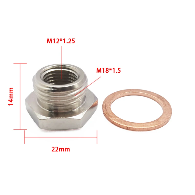Adaptador reductor para sonda lambda M18x1,5 a M12x1,25 - imagen 2