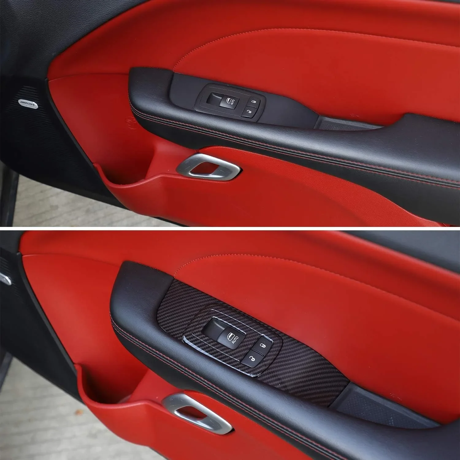 Dodge Challenger 2015-2023 embellecedor de elevación de ventana cubierta de Panel de interruptores accesorios embellecedores fibra de carbono para Dodge Challenger 2015-2023 - imagen 2