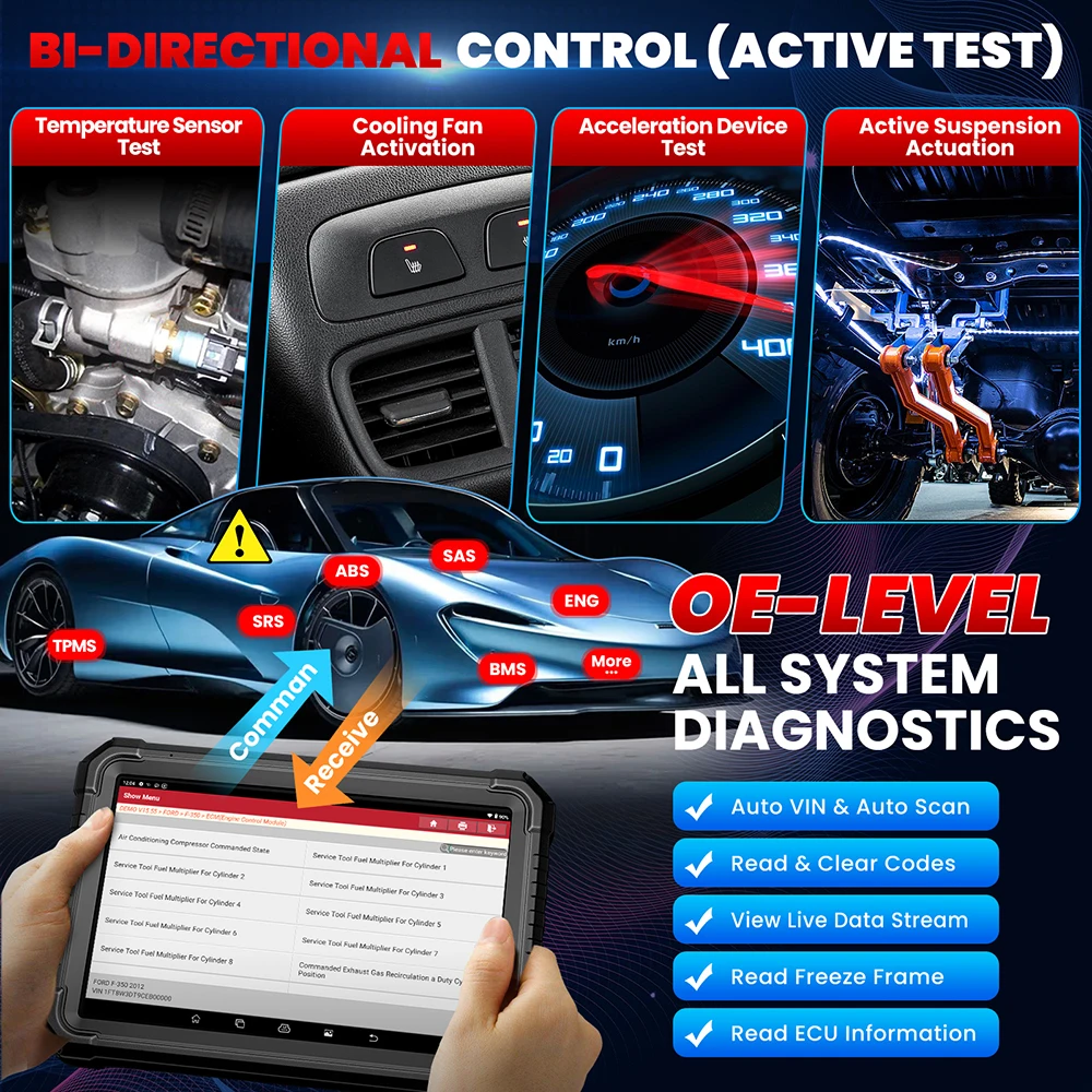 LAUNCH-herramienta de diagnóstico X431 PRO3S + ELITE Auto Car Scanner Pro3s +, escaneo, diagnóstico, 37 + reajustes, prueba activa, codificación ECU, programa J2534 - imagen 4