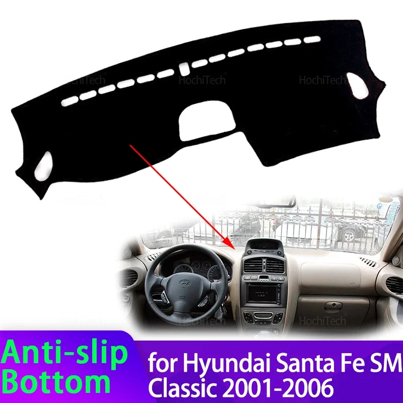 Para Hyundai Santa Fe SM Classic 2001-2006, alfombrilla para salpicadero de alta calidad, cubierta para salpicadero, accesorios para alfombras y sombrilla