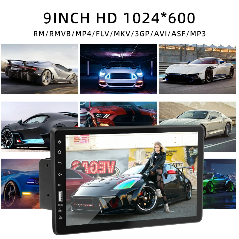 Hippcron Radio coche 9" MP5 1Din pantalla táctil Bluetooth MirrorLink - imagen 3